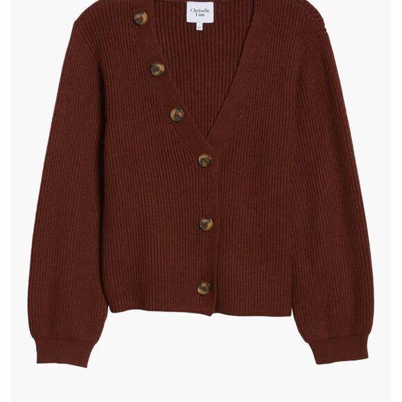 Chriselle Lim Brown Cleo Button Detail Cardigan Size XS - Picture 5 of 5